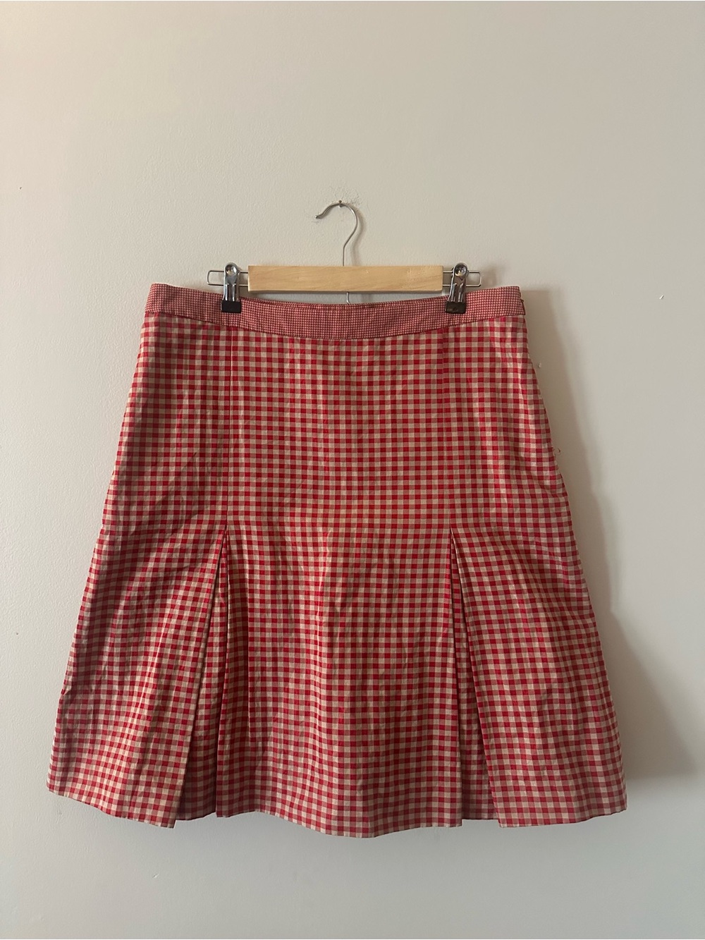 Vintage MOSCHINO Red Gingham A-Line Pleated Skirt-12 - Picture 3 of 3